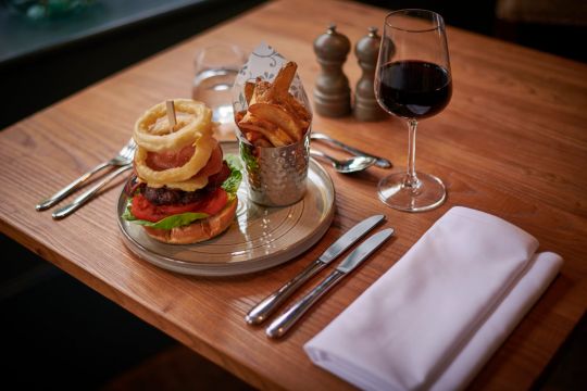 The Skipper burger, triple cooked chips