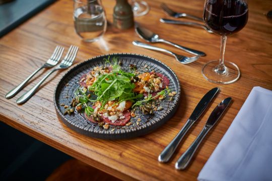 Rosemary roasted beetroot, crumbled feta, caramelised pumpkin seed & roast hazelnut salad