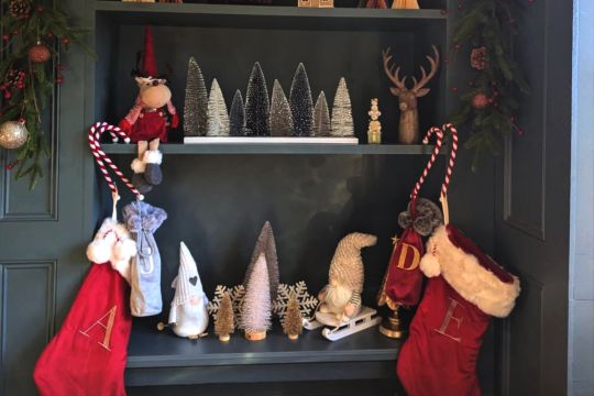 Christmas stockings hung at the Skipper