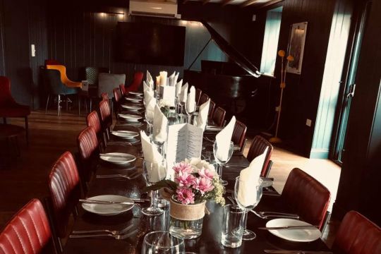 Banqueting table laid out for a wedding